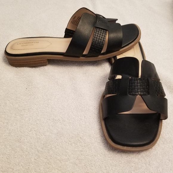 Liz Claiborne Women's Mersey Flat Sandals Black US: 7.5M Synthetic Upper - Picture 6 of 6